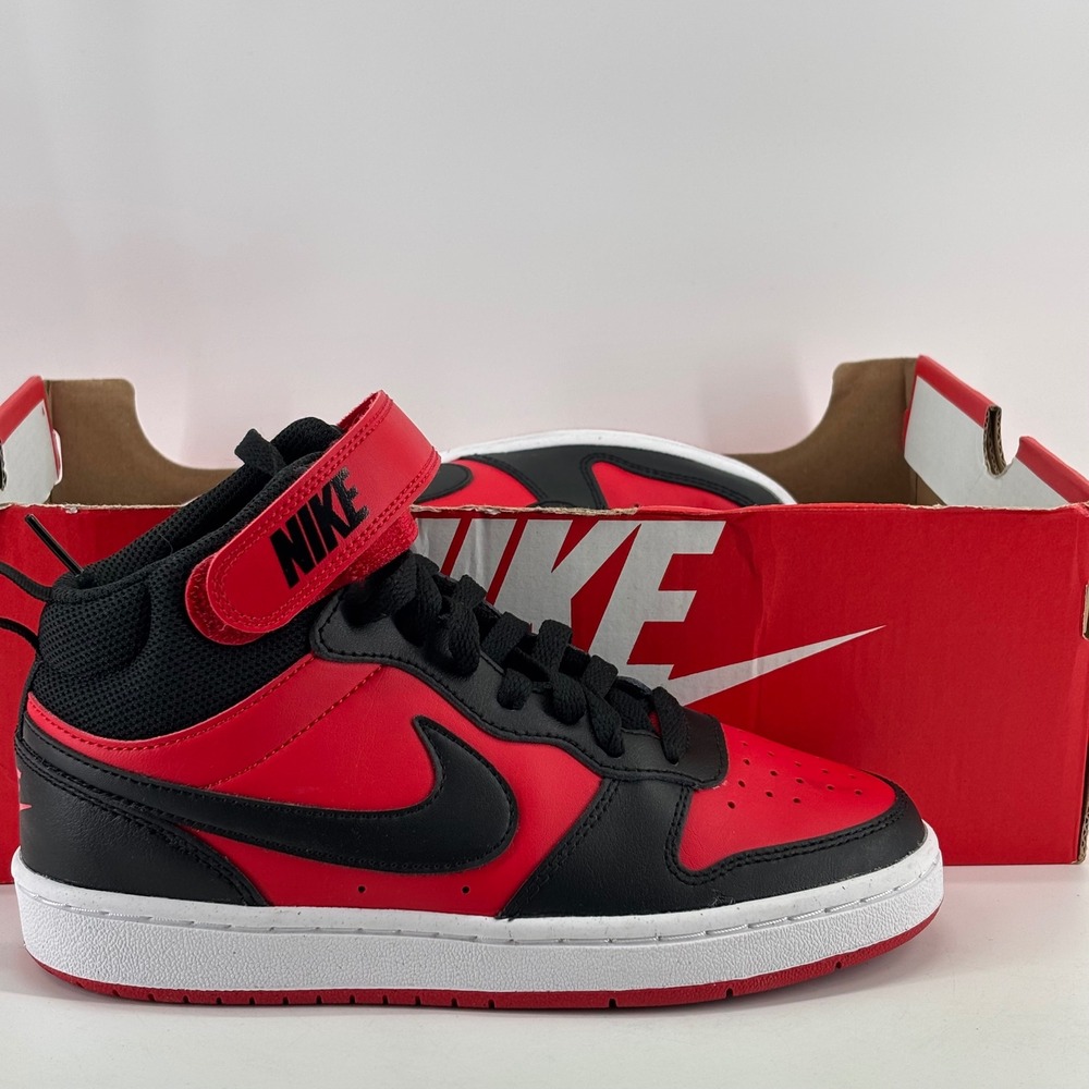 Nike Court Borough Mid 2 Youth 4Y Red Black CD7782-602 High Top Sneakers